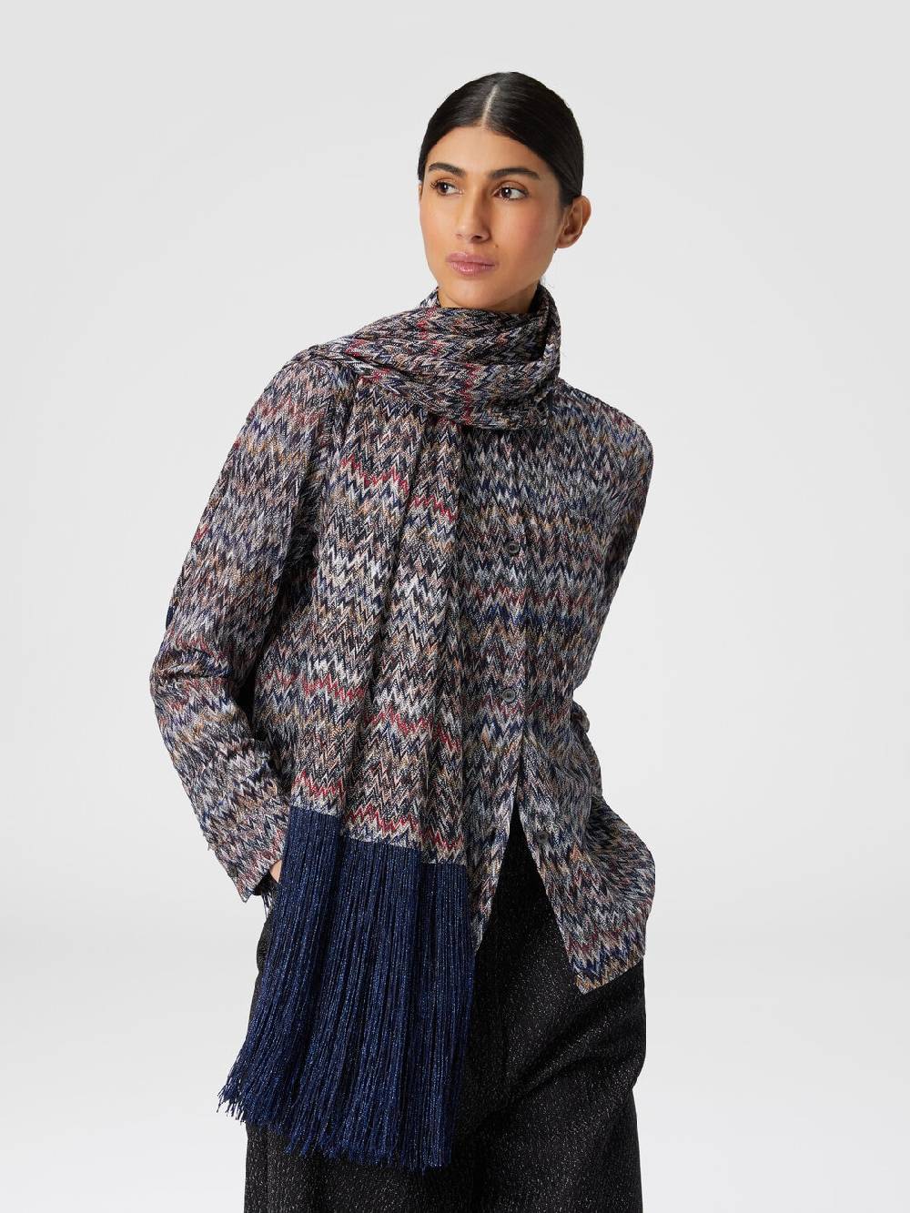 M Missoni Stola in viscosa lamé chevron con frange Sottocosto