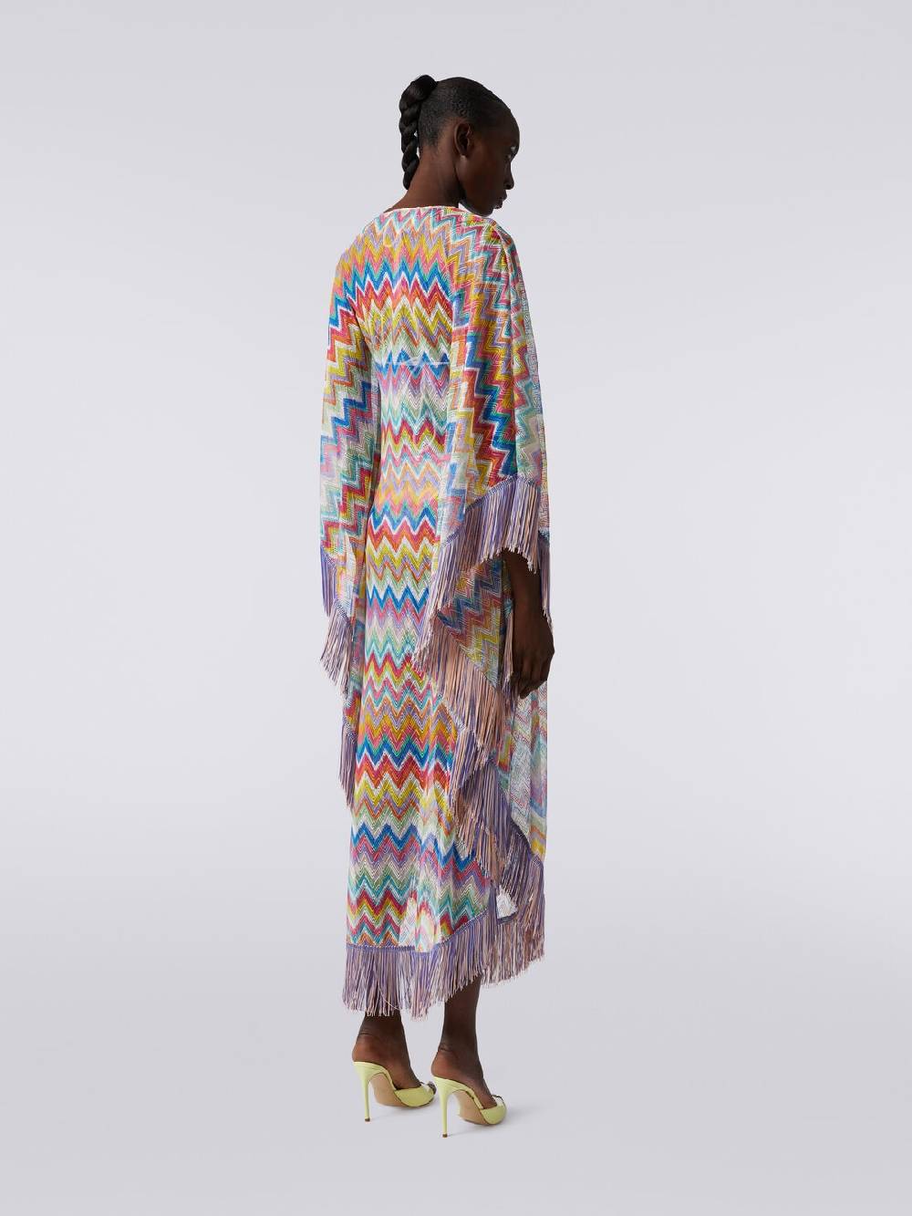 M Missoni Caftano copricostume lungo stampa zig zag con frange Novità