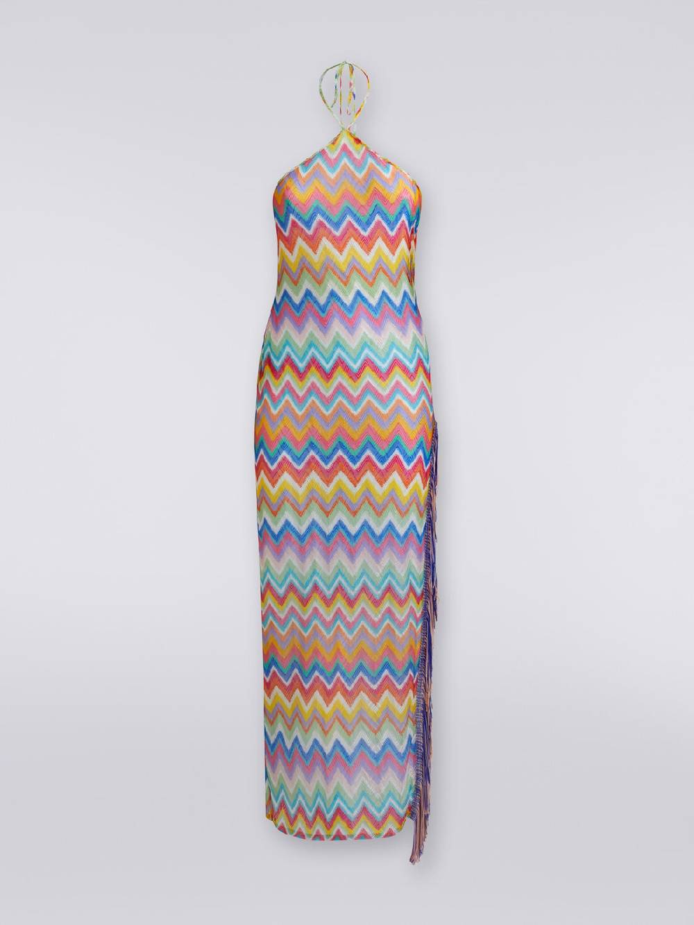 M Missoni Abito copricostume lungo stampa zig zag con frange Presa