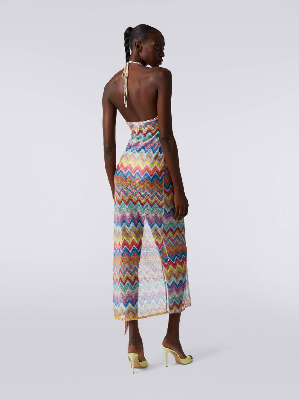 M Missoni Abito copricostume lungo stampa zig zag con frange Presa