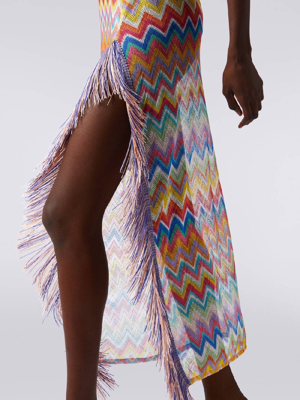 M Missoni Abito copricostume lungo stampa zig zag con frange Presa