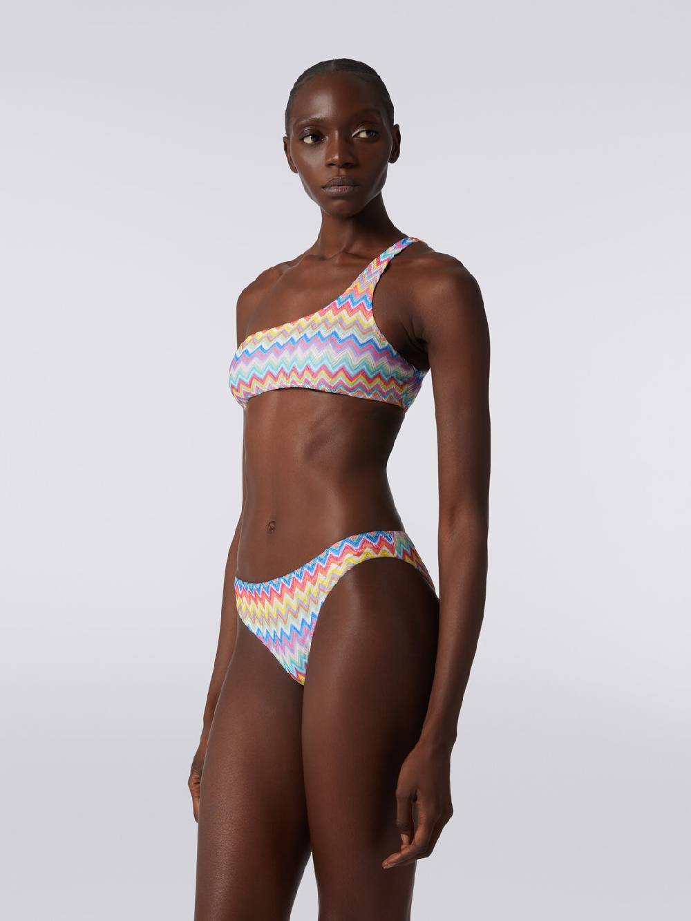 M Missoni Bikini monospalla con stampa zig zag Sconto