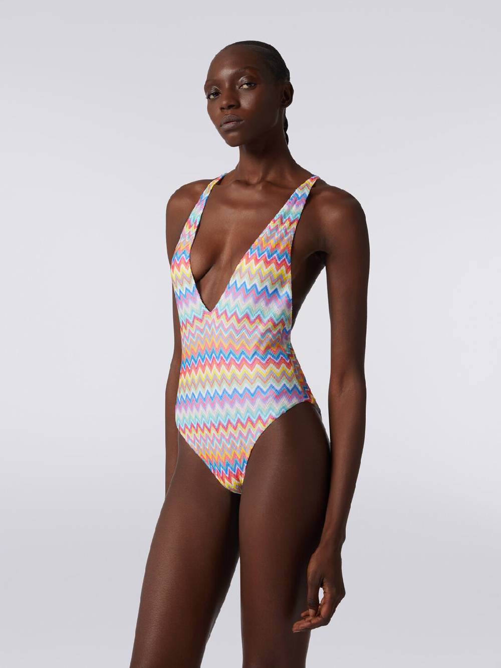 M Missoni Costume intero stampa zig zag con scollatura a V Economico