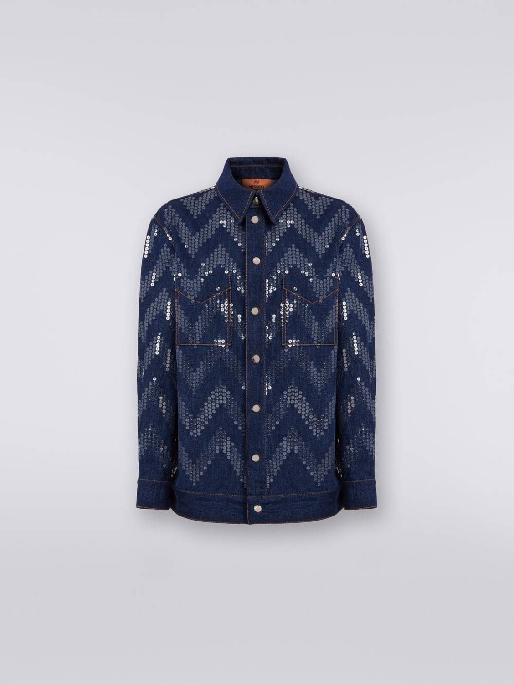 M Missoni Overshirt in denim con applicazione di paillettes Spedizione gratuita
