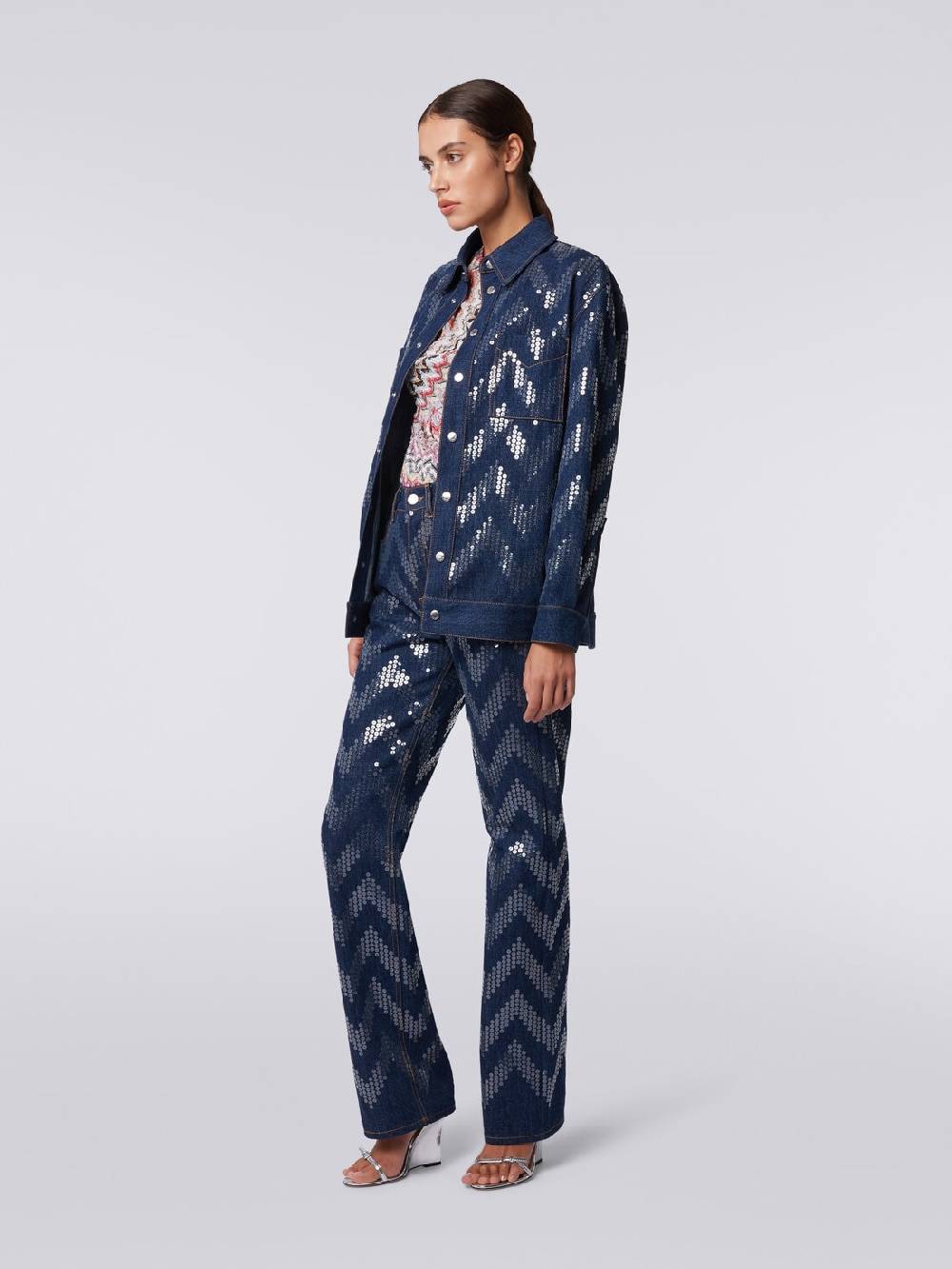 M Missoni Overshirt in denim con applicazione di paillettes Spedizione gratuita