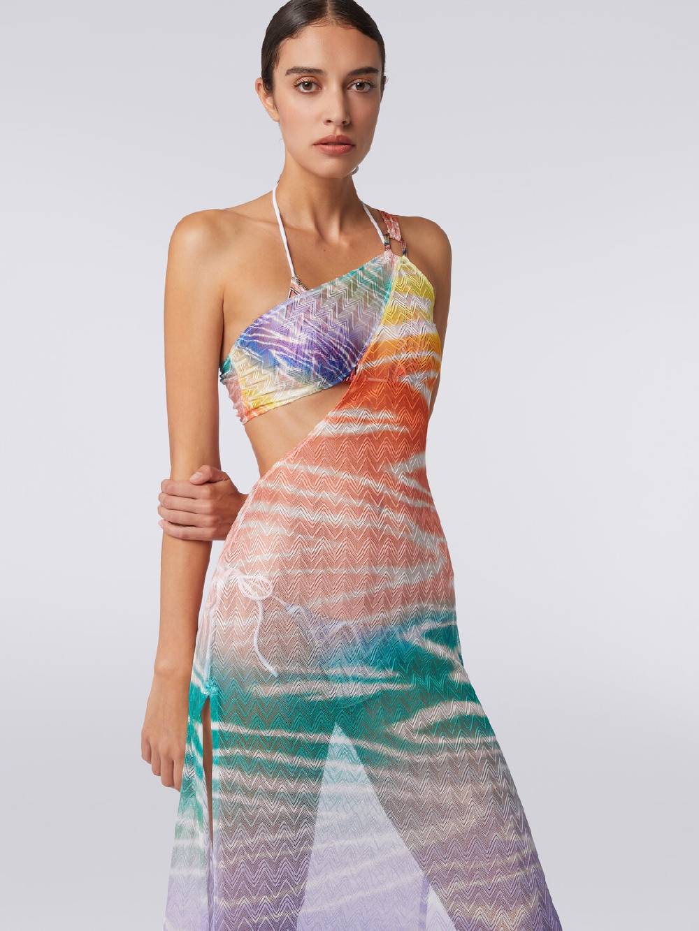M Missoni Abito copricostume lungo monospalla stampa tie-dye Sconto di tempo limitato