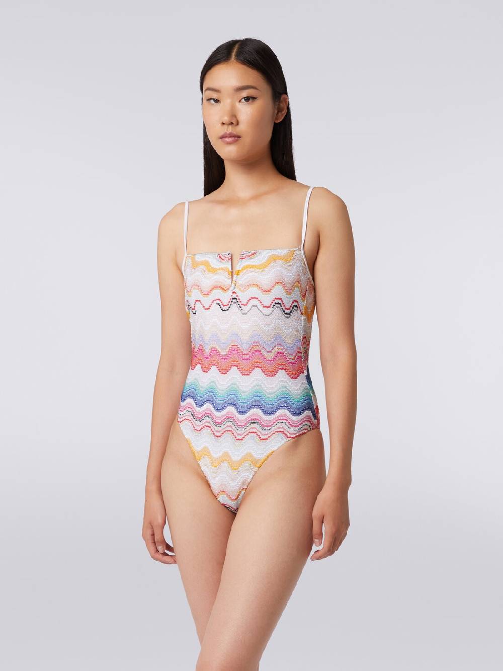 M Missoni Costume intero motivo onda con ferretto Comprare a buon mercato