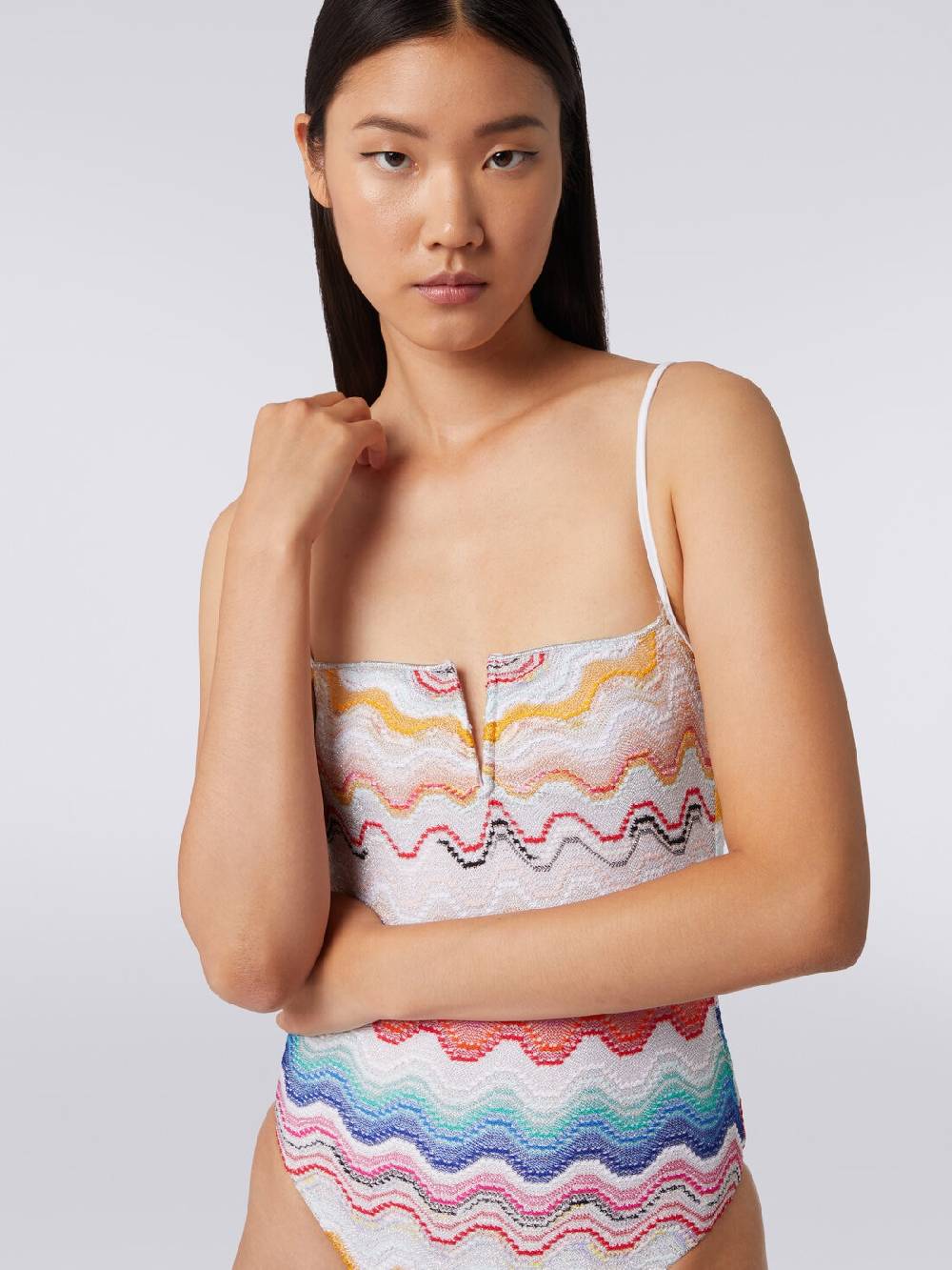M Missoni Costume intero motivo onda con ferretto Comprare a buon mercato