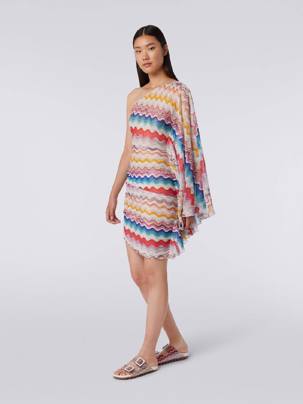 M Missoni Abito copricostume monospalla in crochet motivo onda Grande vendita