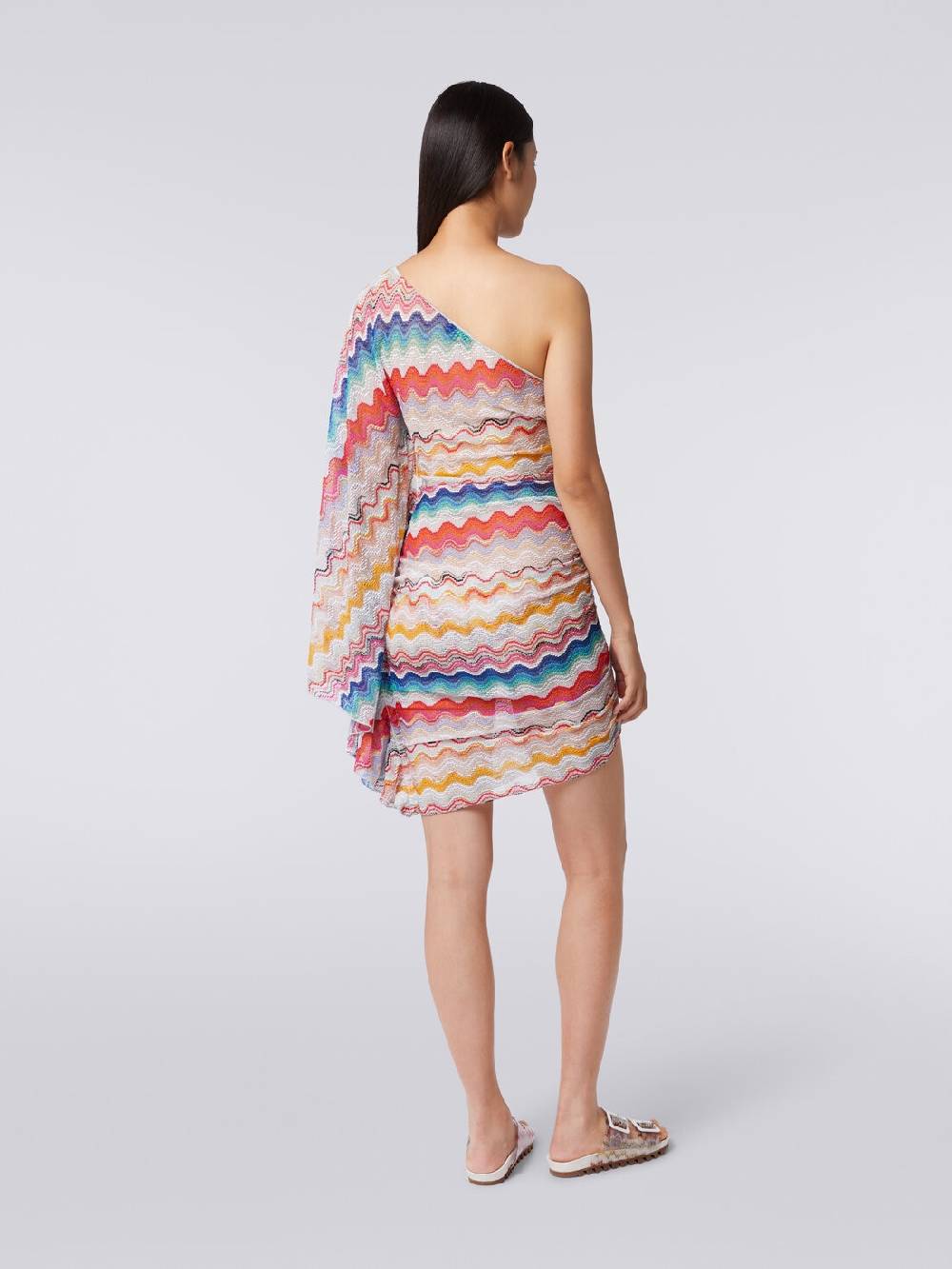 M Missoni Abito copricostume monospalla in crochet motivo onda Grande vendita