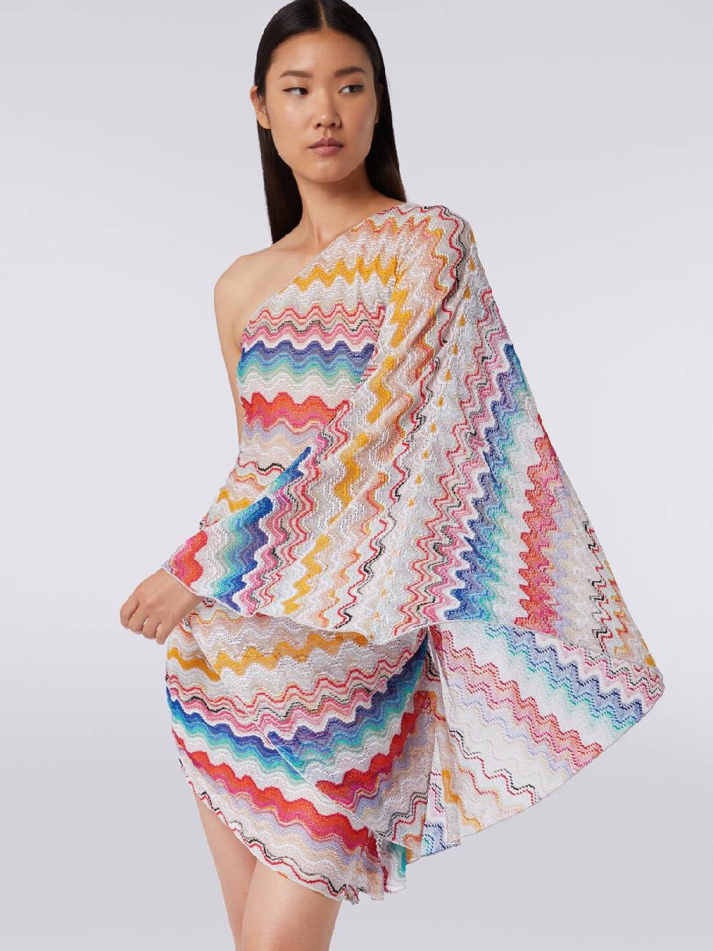 M Missoni Abito copricostume monospalla in crochet motivo onda Grande vendita