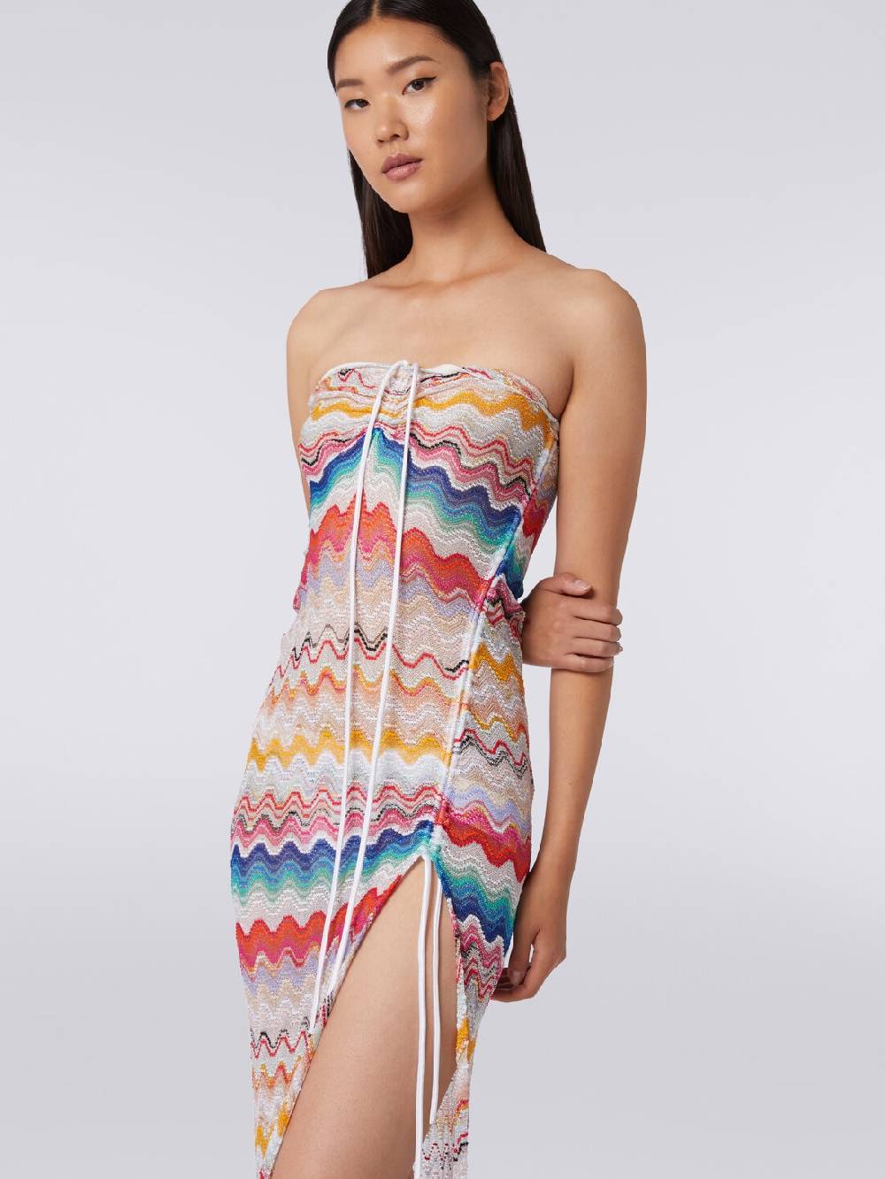 M Missoni Abito copricostume lungo in crochet motivo onda Vendite stagionali
