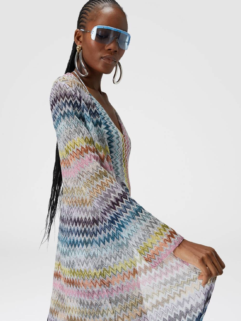 M Missoni Cardigan lungo in misto viscosa zig zag lamé Black Friday