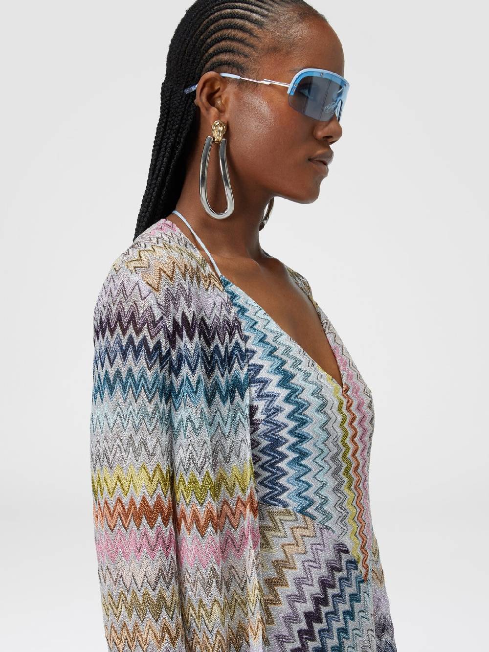 M Missoni Cardigan lungo in misto viscosa zig zag lamé Black Friday