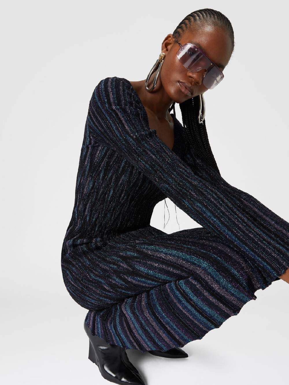 M Missoni Gonna midi svasata motivo diamante lamé Offerta natalizia