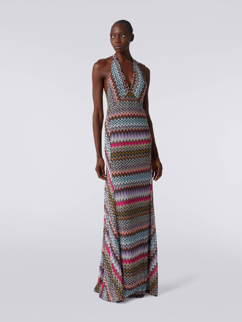 M Missoni Abito lungo in viscosa zig zag con lurex Offerta Pasqua