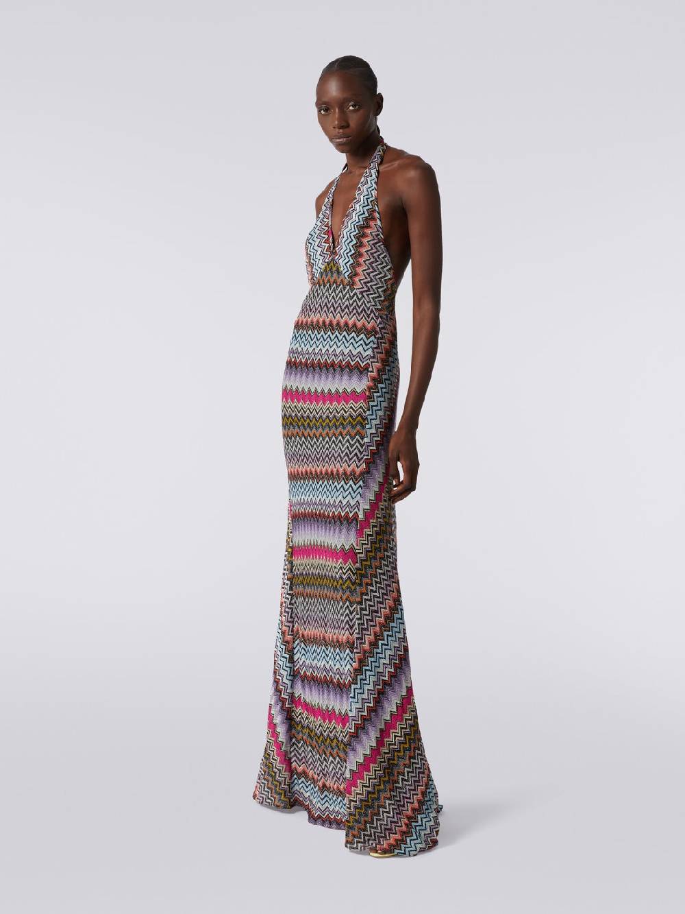 M Missoni Abito lungo in viscosa zig zag con lurex Offerta Pasqua