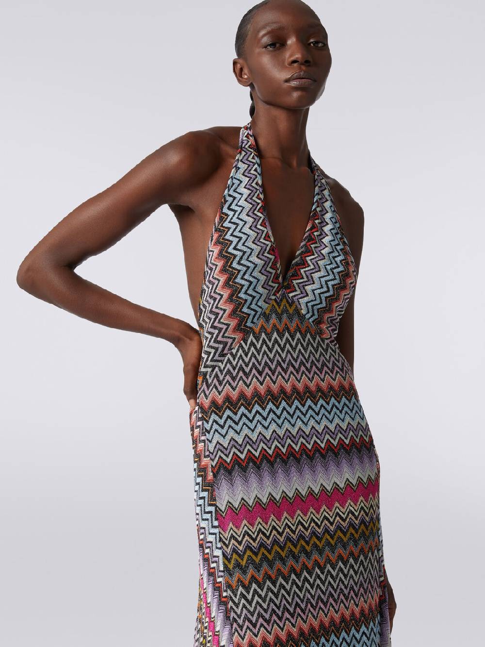 M Missoni Abito lungo in viscosa zig zag con lurex Offerta Pasqua