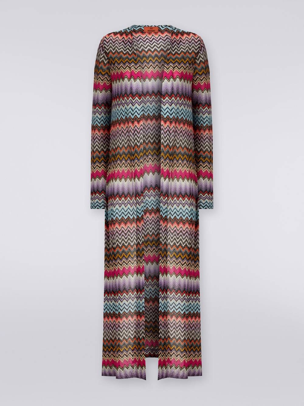 M Missoni Cardigan lungo in viscosa zig zag con lurex Offerta per la Festa della Mamma