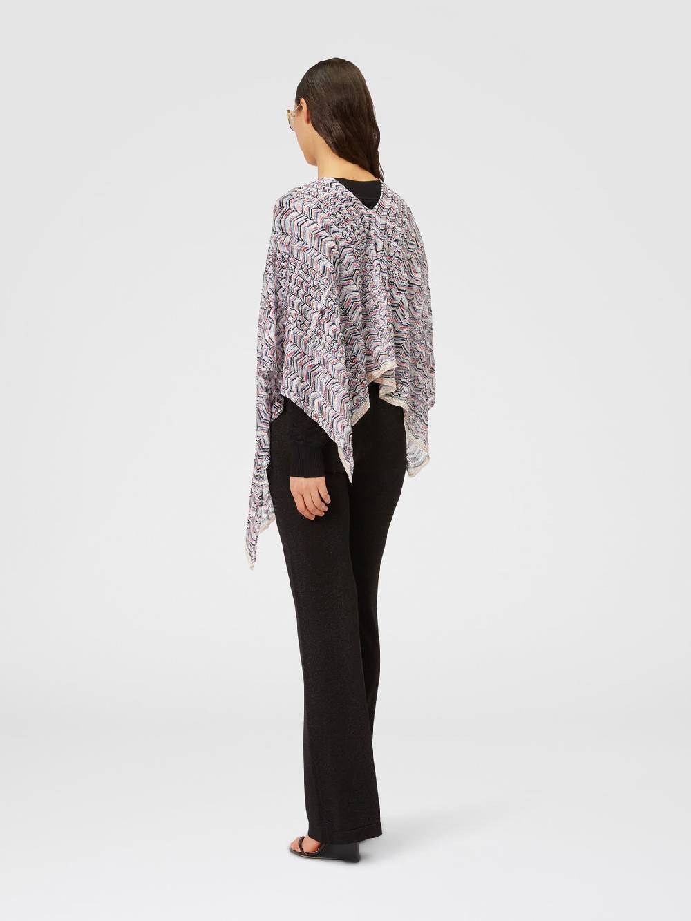M Missoni Poncho in maglia di viscosa e cotone chevron Offerta San Valentino