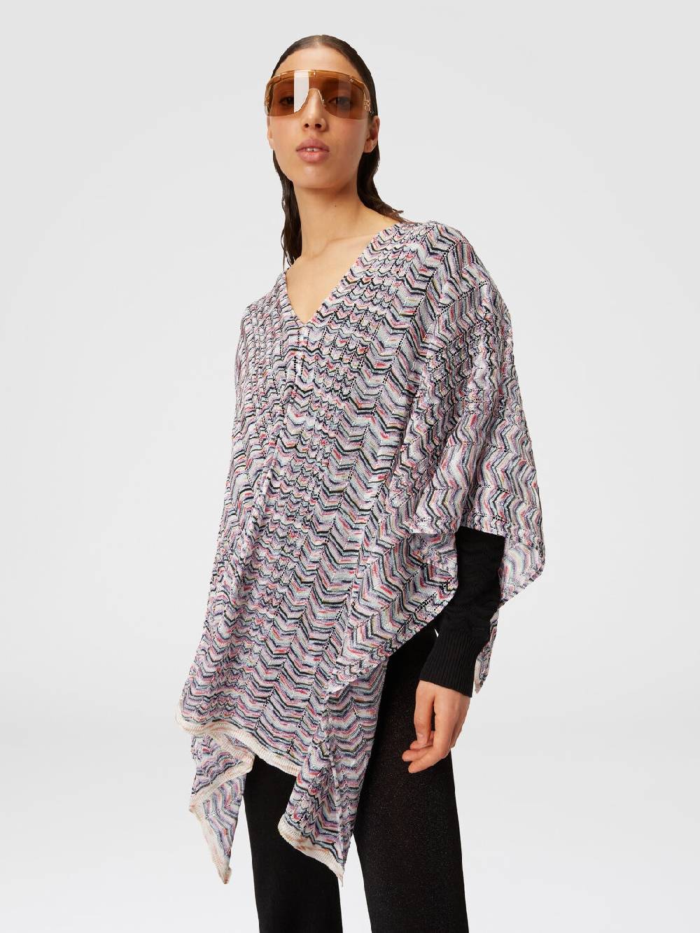 M Missoni Poncho in maglia di viscosa e cotone chevron Offerta San Valentino