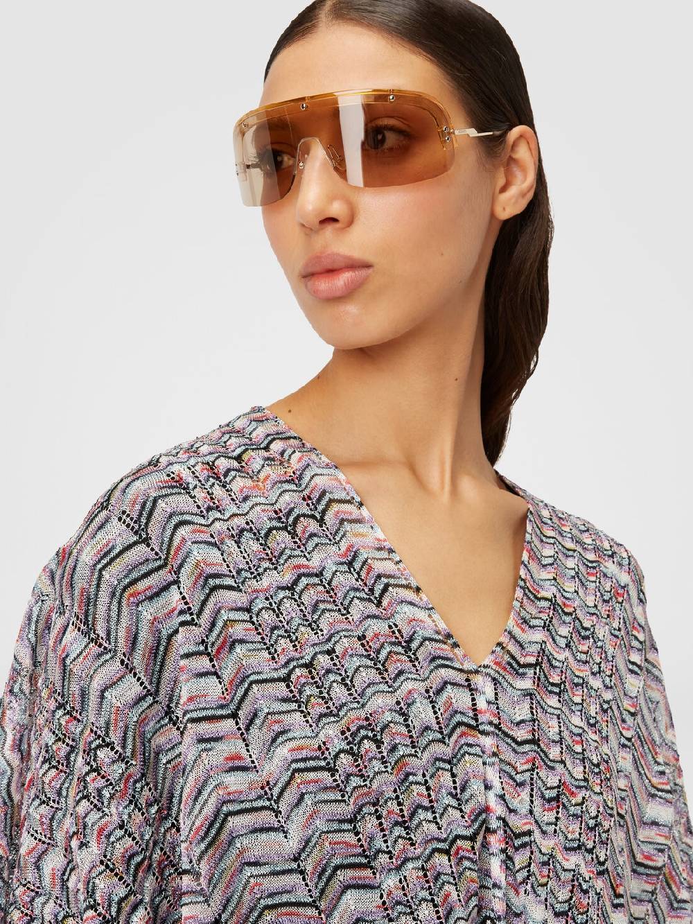 M Missoni Poncho in maglia di viscosa e cotone chevron Offerta San Valentino