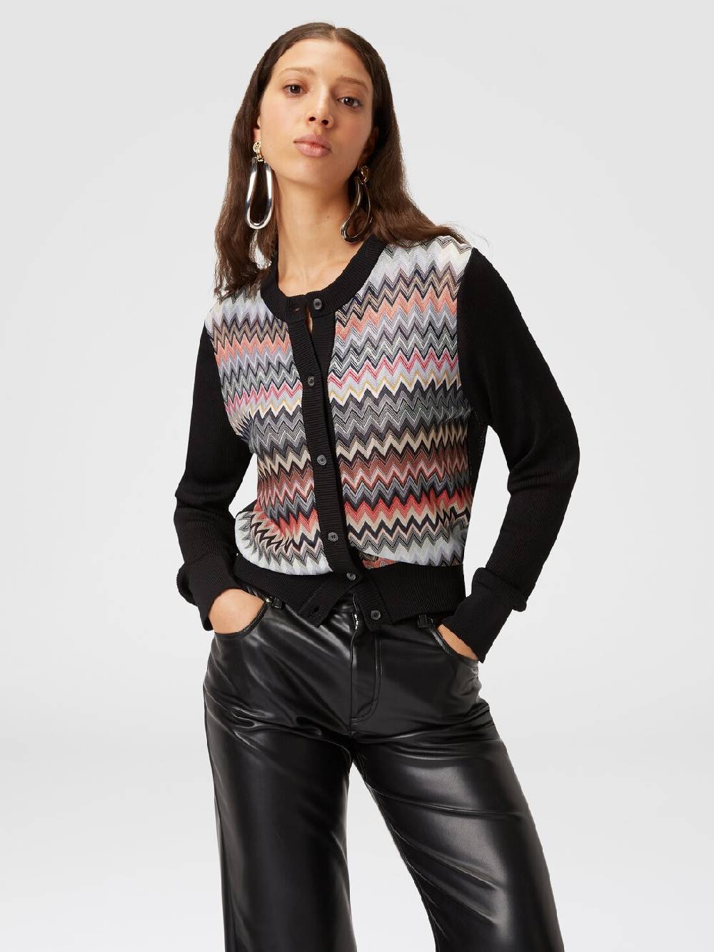 M Missoni Cardigan corto in viscosa chevron Latest fashion