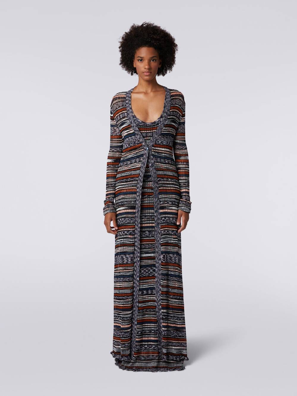 M Missoni Cardigan lungo a costine in viscosa fiammata Online Outlet