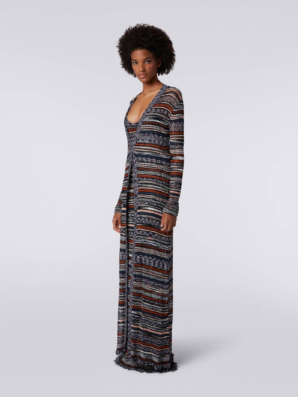 M Missoni Cardigan lungo a costine in viscosa fiammata Online Outlet