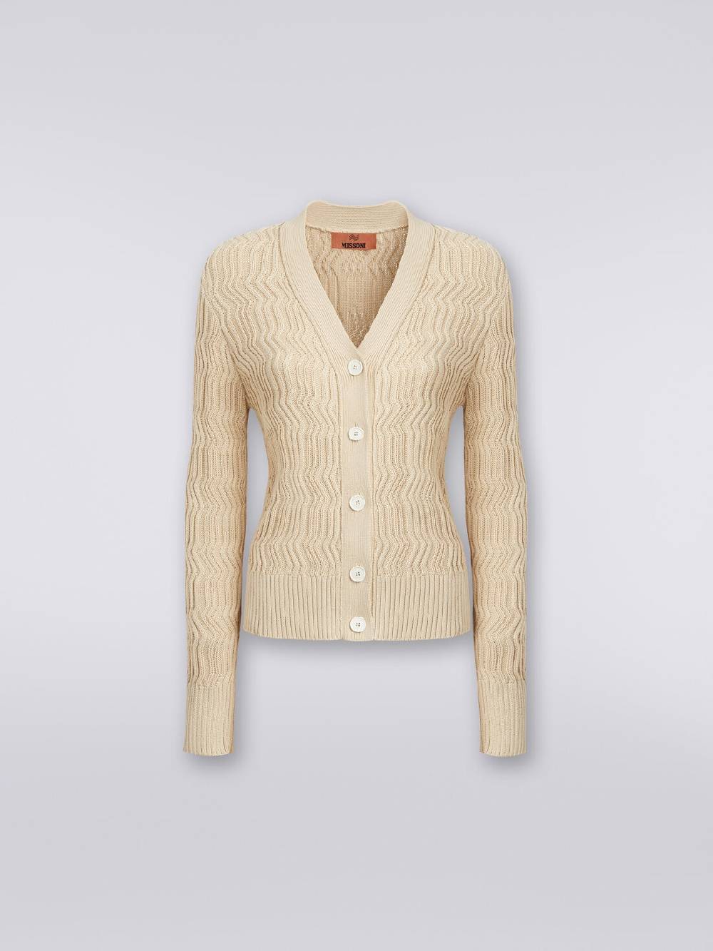 M Missoni Cardigan in cotone con nervature verticali a rilievo Offerta temporanea