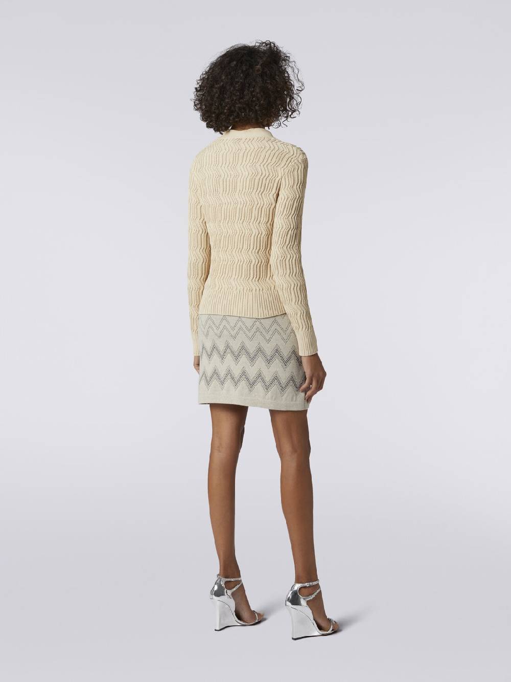 M Missoni Cardigan in cotone con nervature verticali a rilievo Offerta temporanea