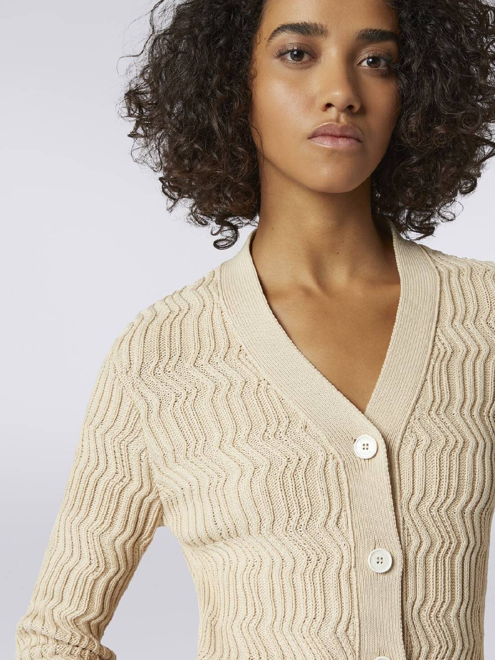 M Missoni Cardigan in cotone con nervature verticali a rilievo Offerta temporanea