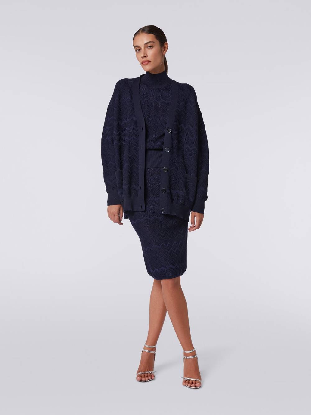 M Missoni Cardigan oversize in maglia di viscosa e lana chevron Offerte esclusive