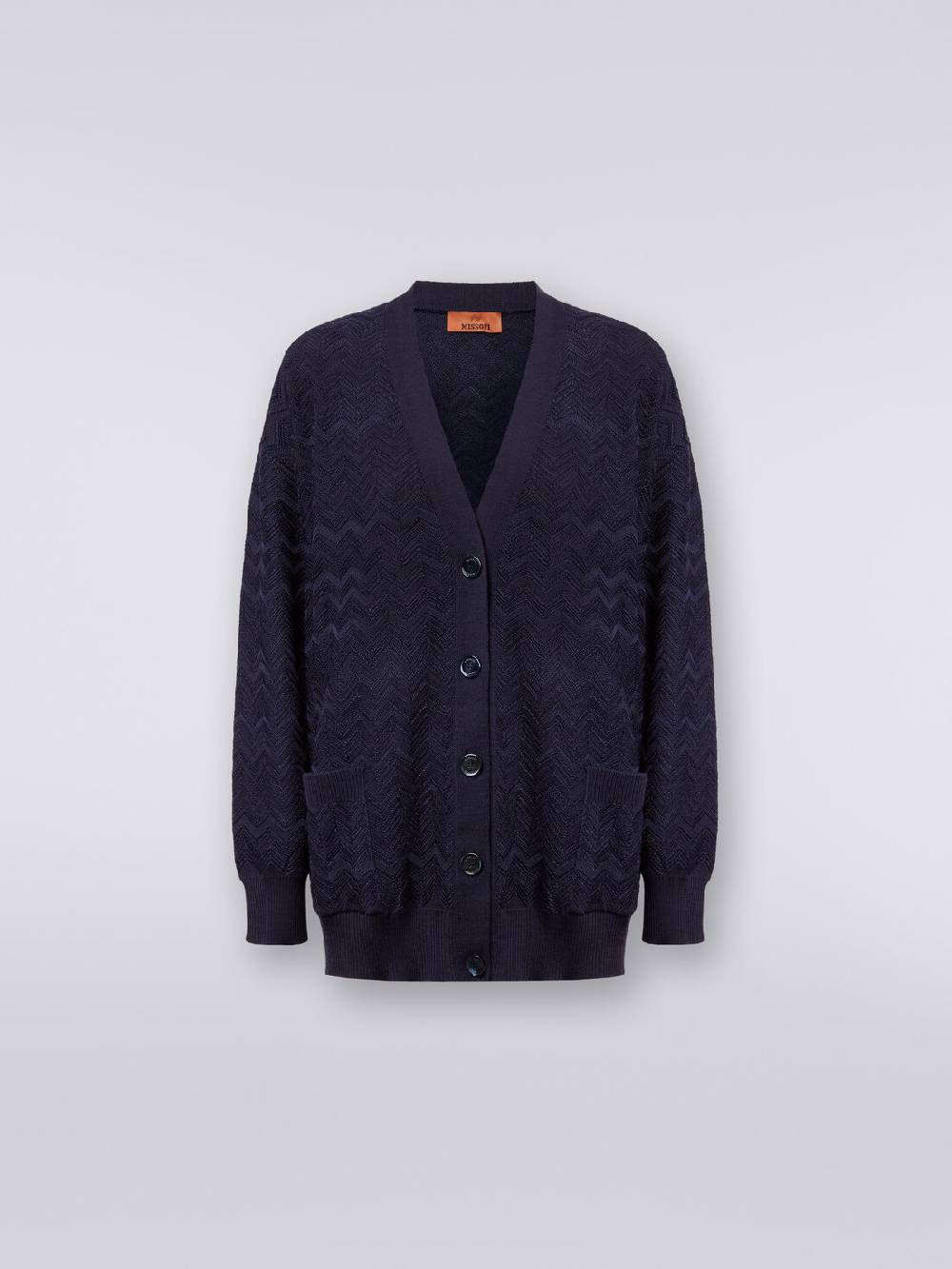 M Missoni Cardigan oversize in maglia di viscosa e lana chevron Offerte esclusive