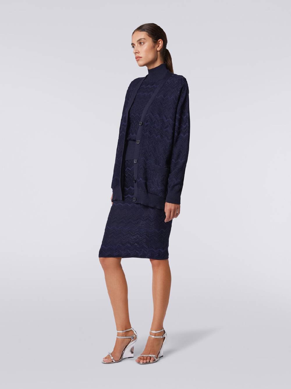 M Missoni Cardigan oversize in maglia di viscosa e lana chevron Offerte esclusive