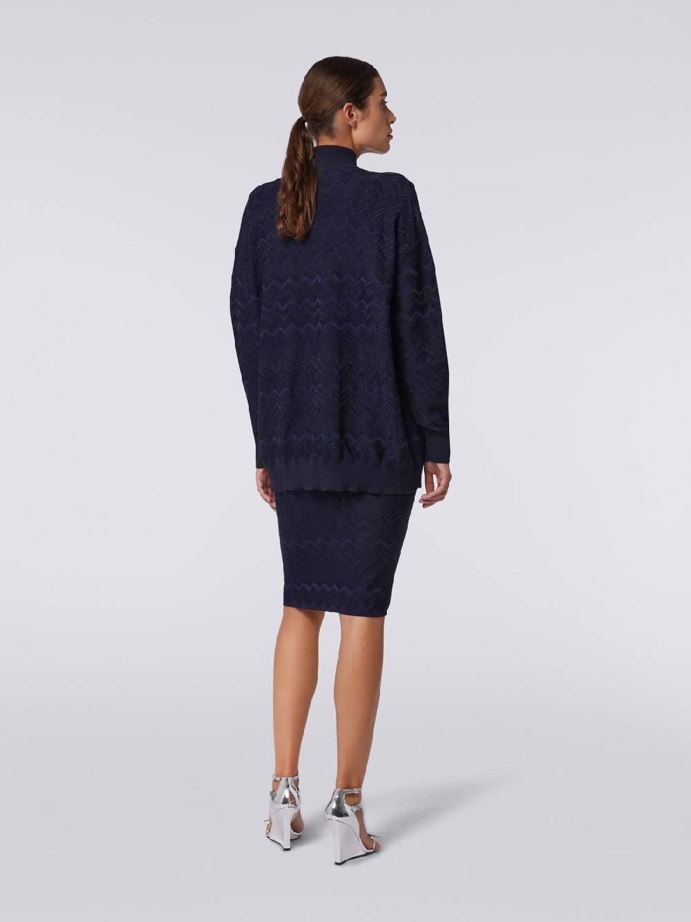 M Missoni Cardigan oversize in maglia di viscosa e lana chevron Offerte esclusive