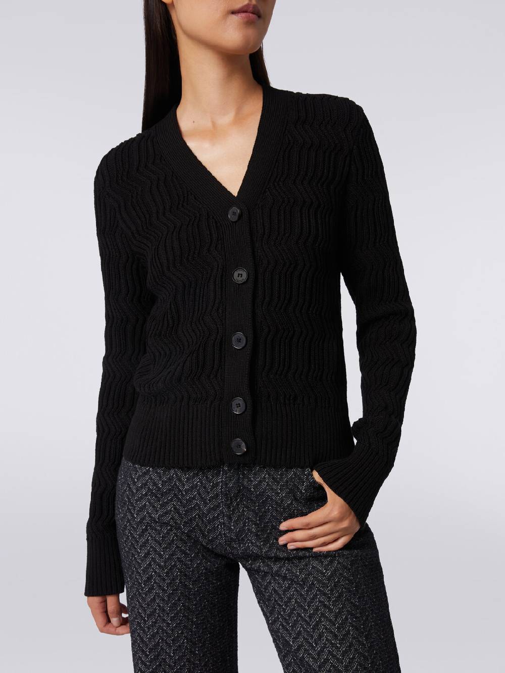 M Missoni Cardigan in cotone con nervature verticali a rilievo Lightning offer