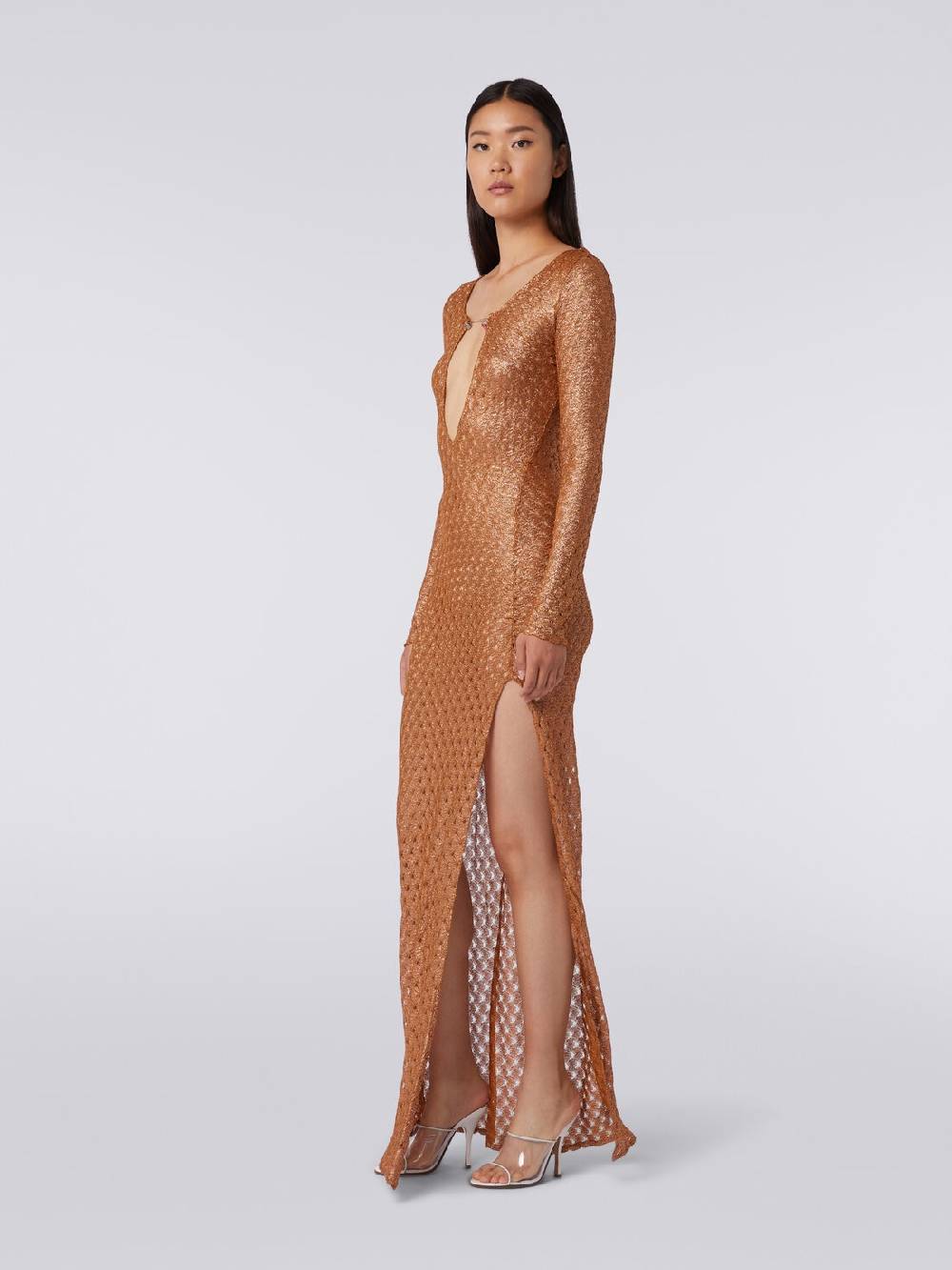 M Missoni Abito lungo effetto pizzo con scollatura a V e applicazioni Nuovi prodotti