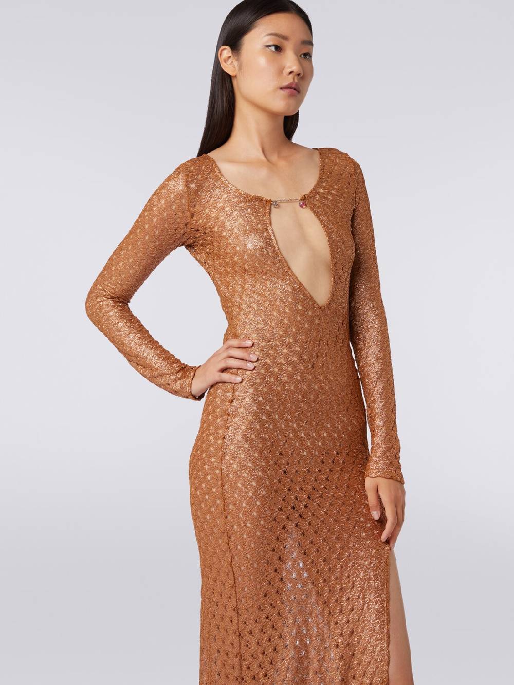 M Missoni Abito lungo effetto pizzo con scollatura a V e applicazioni Nuovi prodotti
