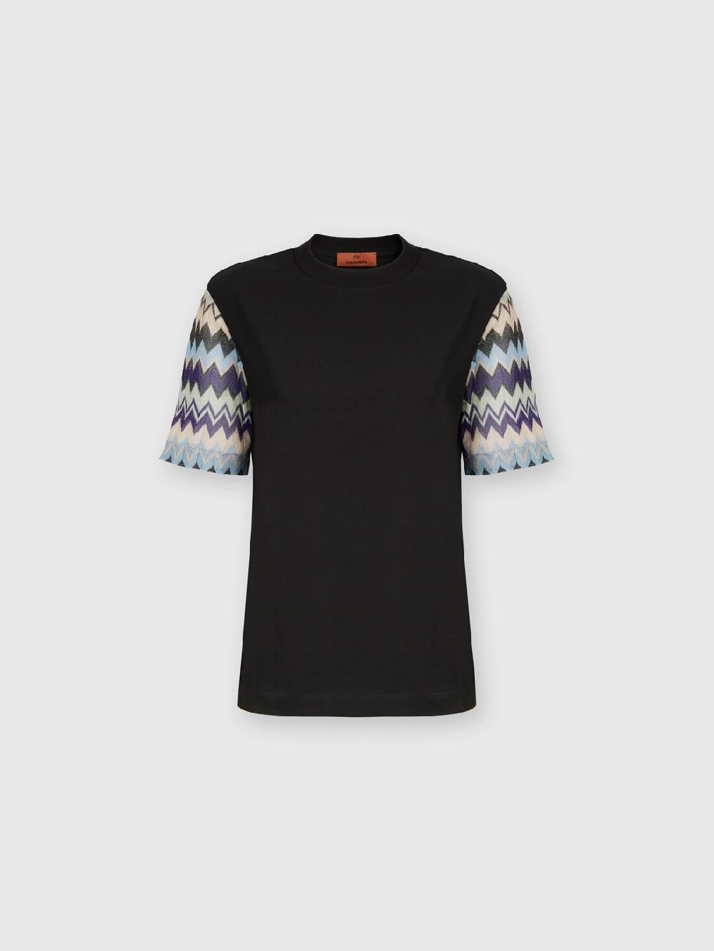 M Missoni T-shirt in jersey di cotone con maniche in maglia zig zag Offerta settimanale
