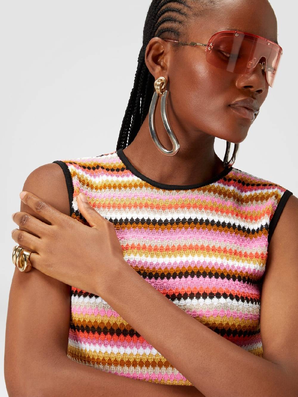 M Missoni Abito midi senza maniche in lana e viscosa a righe Ritorno libero