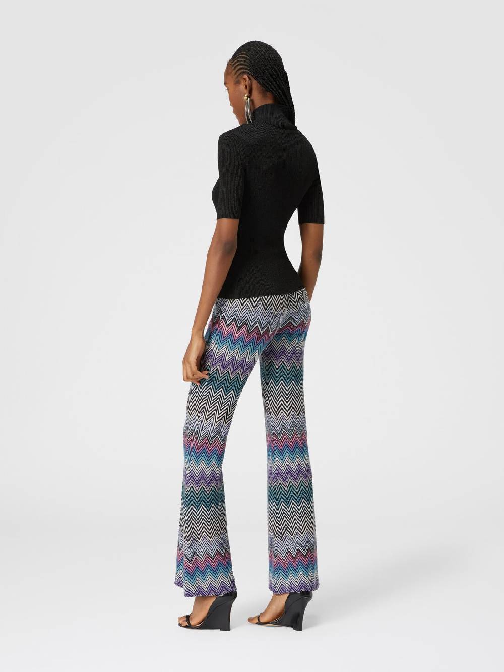 M Missoni Pantaloni flare in lana zig zag Rilascio limitato