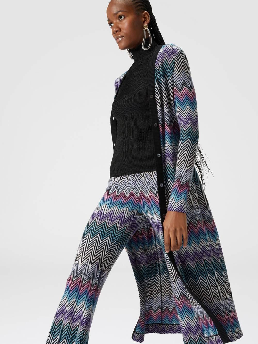 M Missoni Pantaloni flare in lana zig zag Rilascio limitato
