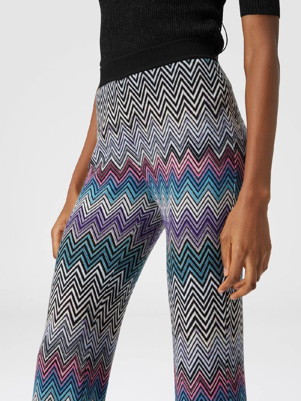 M Missoni Pantaloni flare in lana zig zag Rilascio limitato