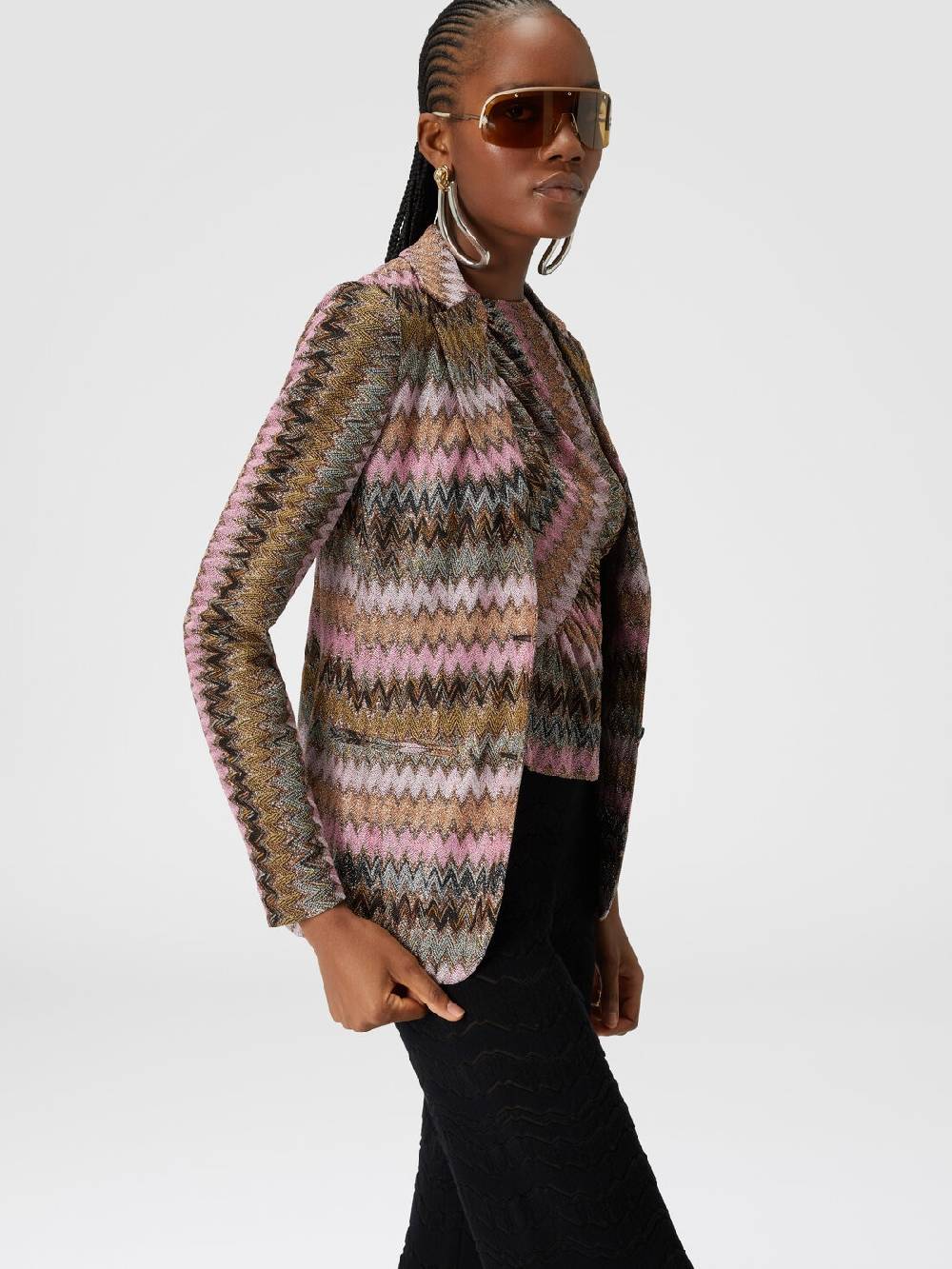 M Missoni Blazer in maglia di viscosa chevron lamé Ultimi tre giorni