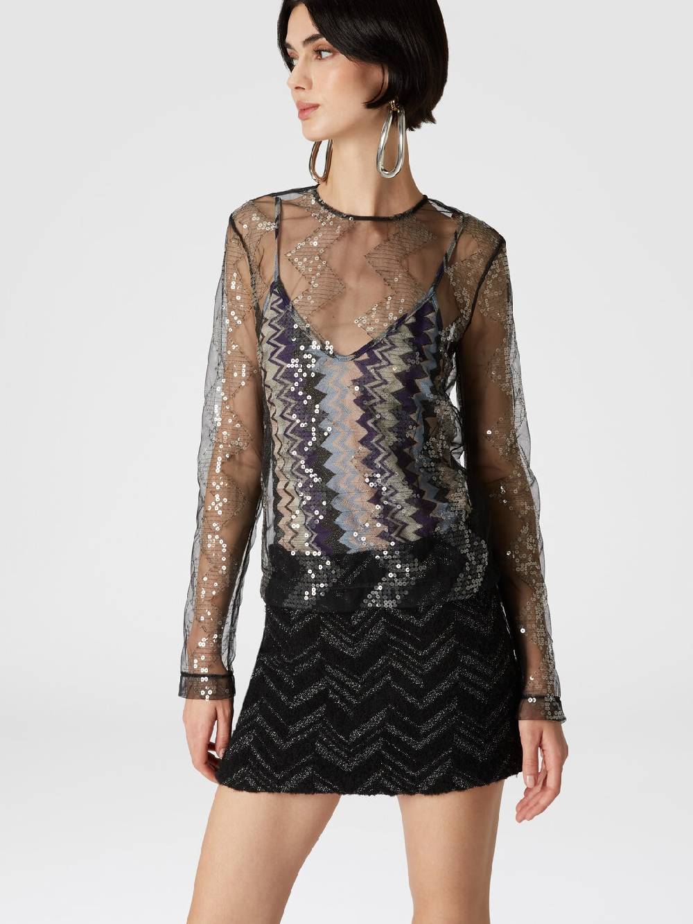 M Missoni Minigonna bouclé con motivo chevron lamé Ultimo giorno
