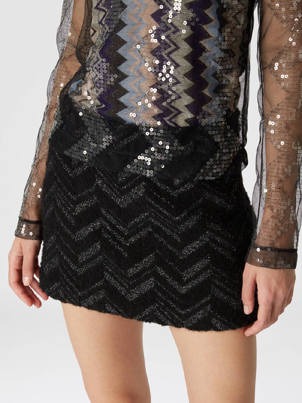 M Missoni Minigonna bouclé con motivo chevron lamé Ultimo giorno