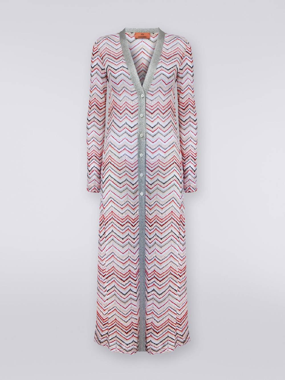 M Missoni Cardigan lungo in maglia zig zag con lurex e paillettes Only for today