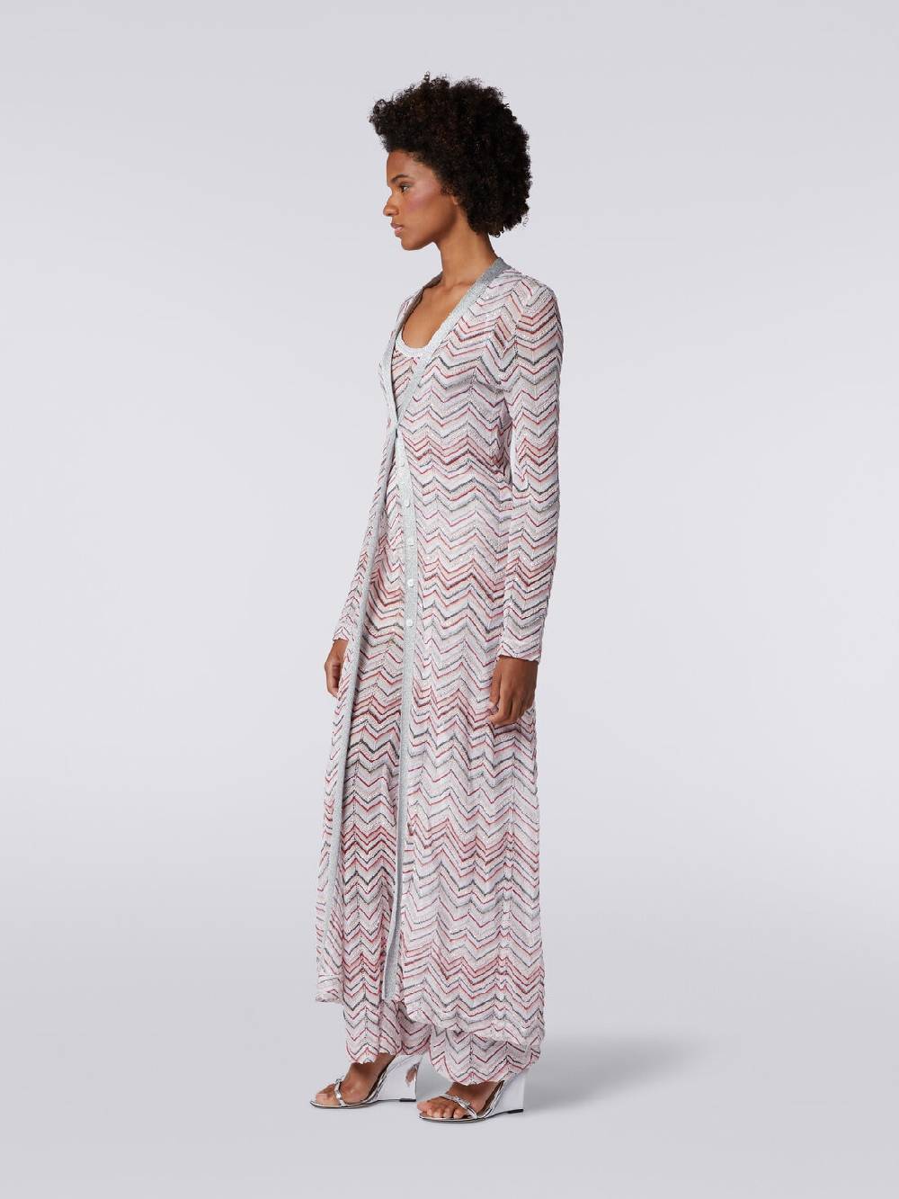 M Missoni Cardigan lungo in maglia zig zag con lurex e paillettes Only for today