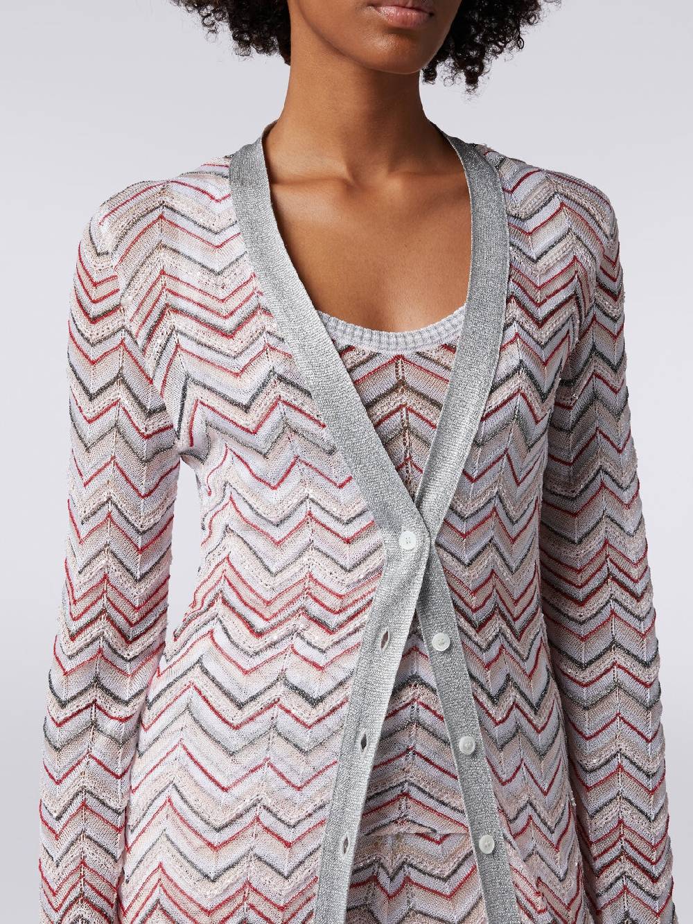 M Missoni Cardigan lungo in maglia zig zag con lurex e paillettes Only for today